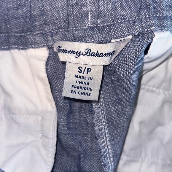 Tommy Bahama Blue 100% Linen Chambray Coconut Shell Button Breathable Pants S/P - Picture 12 of 14